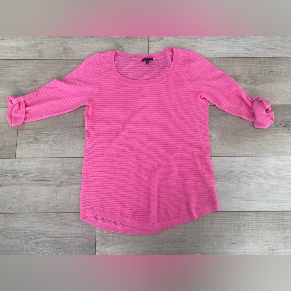 Talbots Cotton 3/4 Sleeve Top Pink Scoop Neck